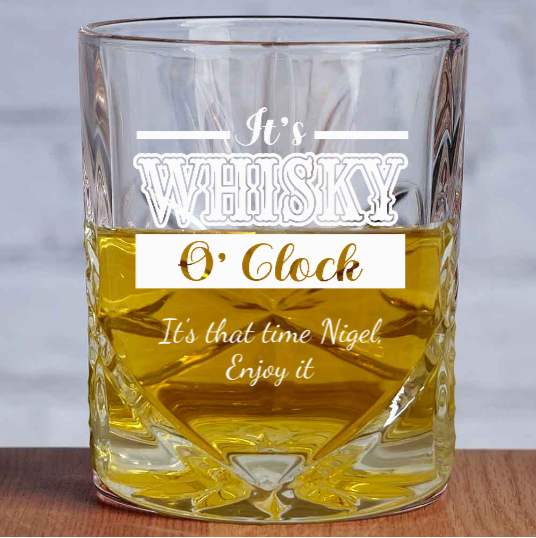 Personalised Whisky O'Clock Cut Glass Whisky Tumbler