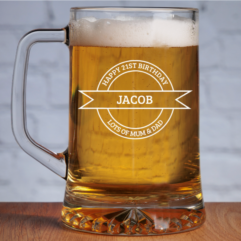 Personalised Happy Birthday Glass Beer Tankard