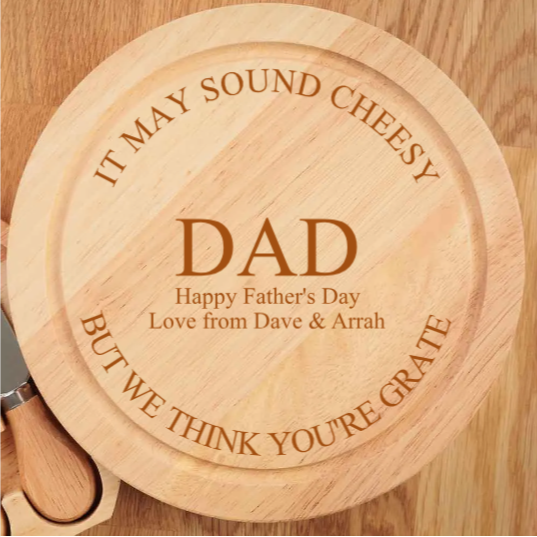 Personalised Father's Day Wood Cheeseboard Gift Set