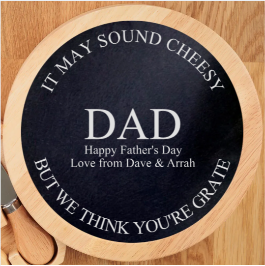 Personalised Father's Day Slate Cheeseboard Gift Set