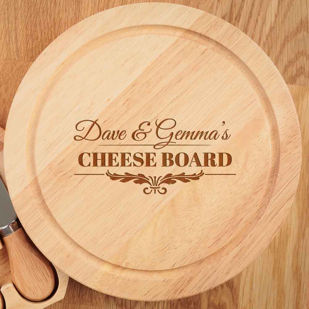 Personalised Wood Cheeseboard Set - Two Names