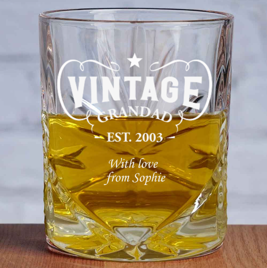 Vintage Personalised Cut Whisky Glass