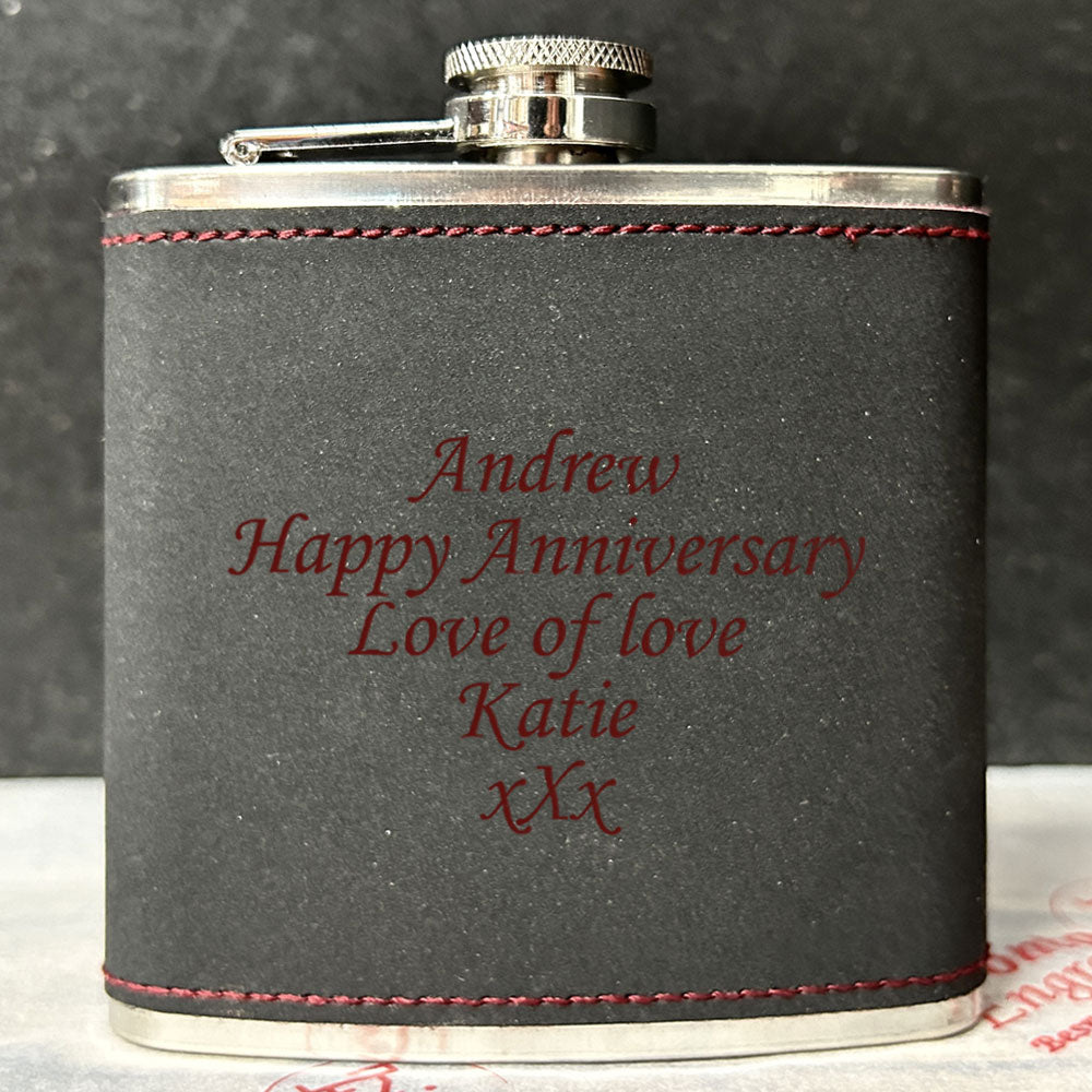 Personalised 2-Tone Hip Flask – Free Text - Choice of 3 Colours