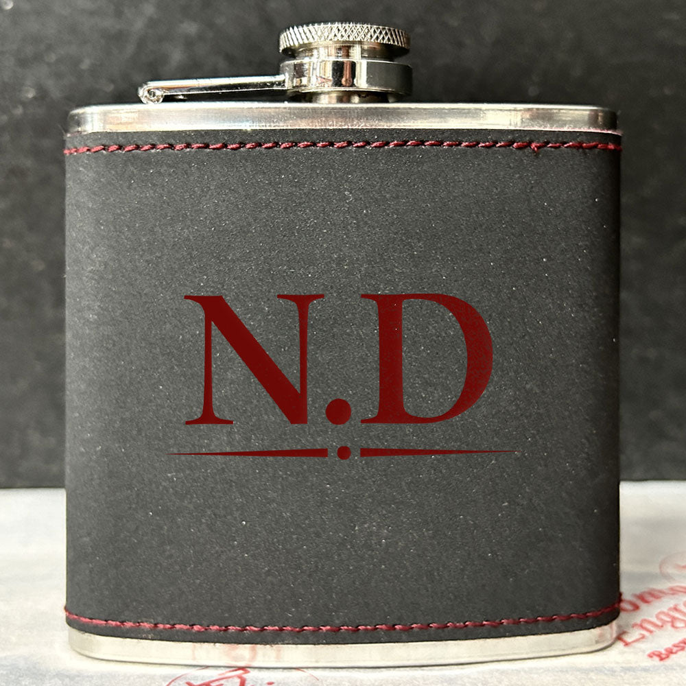 Personalised 2-Tone Hip Flask – Initials Design - Choice of 3 Colours