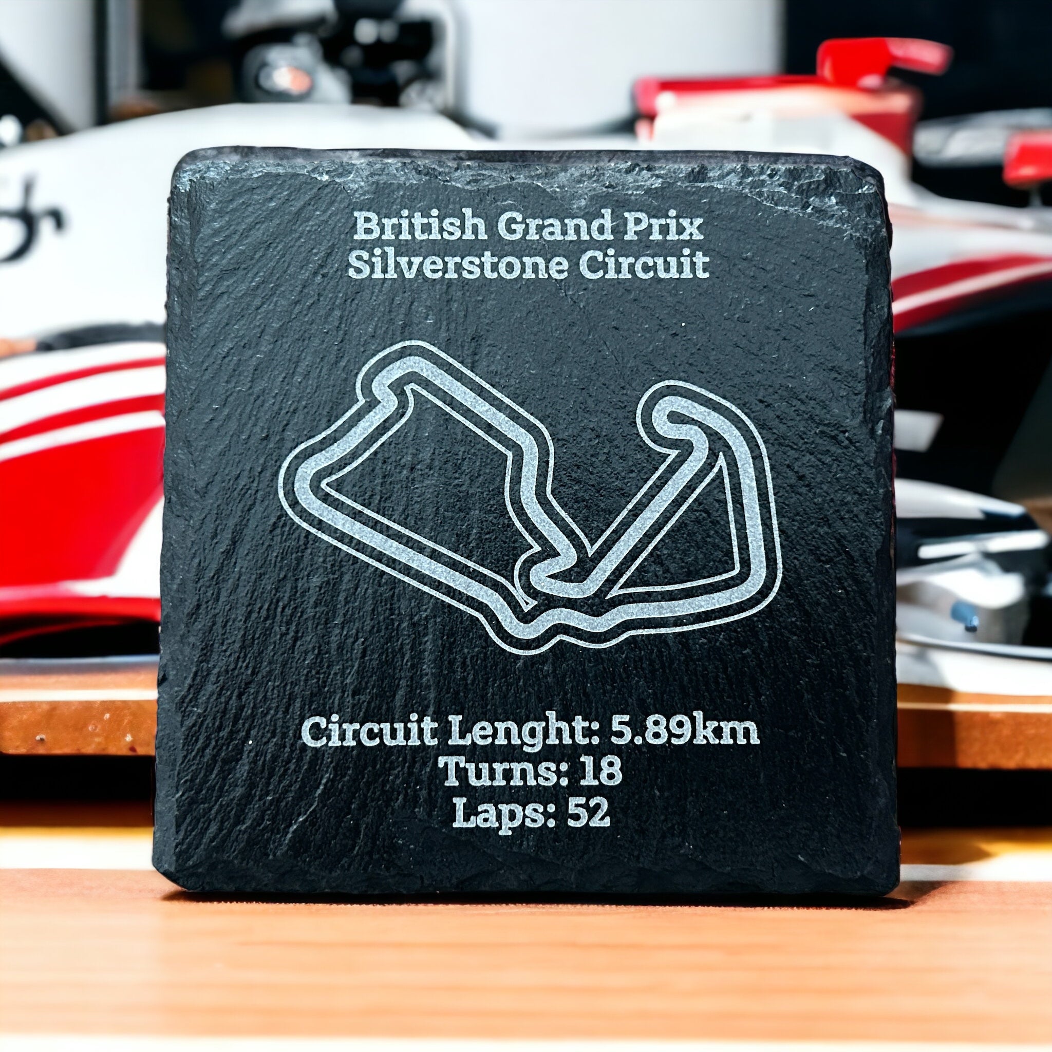 Racing Car Circuit Race Track 4 Slate Coaster Set for F1 Fans - Choose Your Tracks