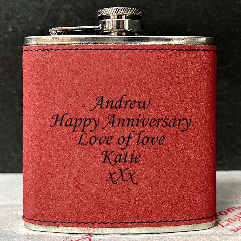 Personalised 2-Tone Hip Flask – Free Text - Choice of 3 Colours