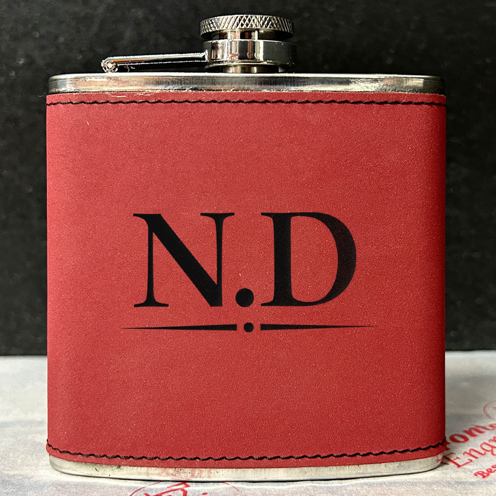 Personalised 2-Tone Hip Flask – Initials Design - Choice of 3 Colours