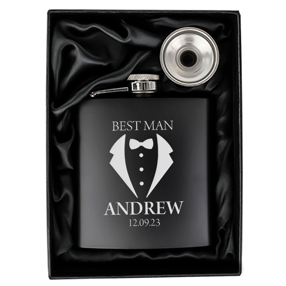 Personalised Metal Hip Flask – Wedding & Best Man Design