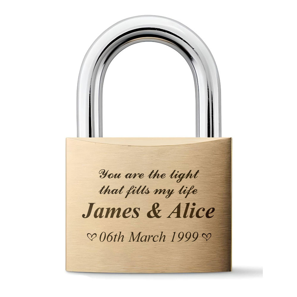 Personalised Engraved Padlock Love Lock - Wedding Anniversary Message