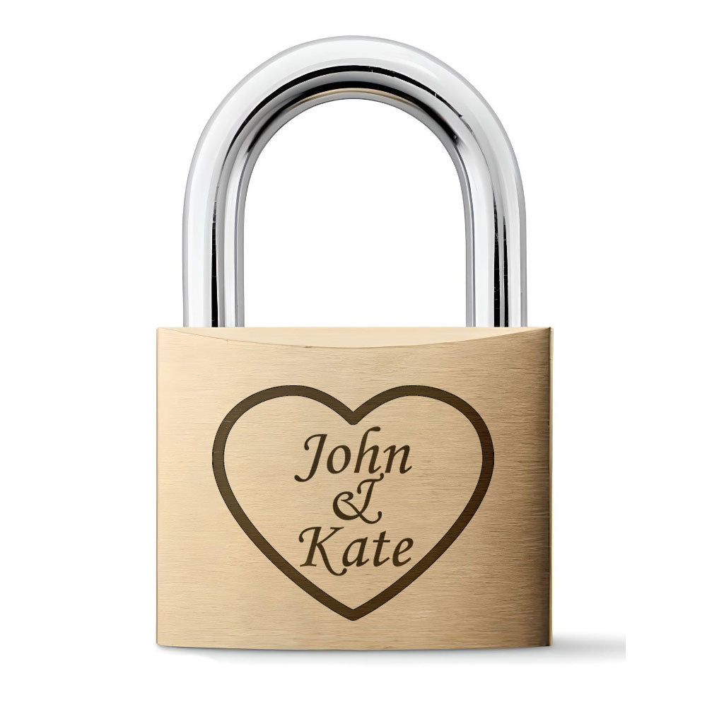 Personalised Engraved Padlock Love Lock - Couple in a Heart