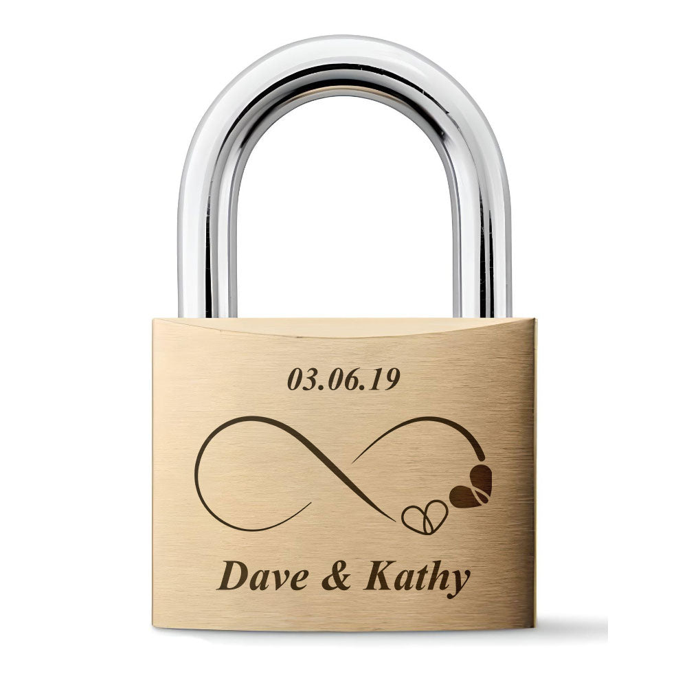 Personalised Engraved Padlock Love Lock - Infinity Heart