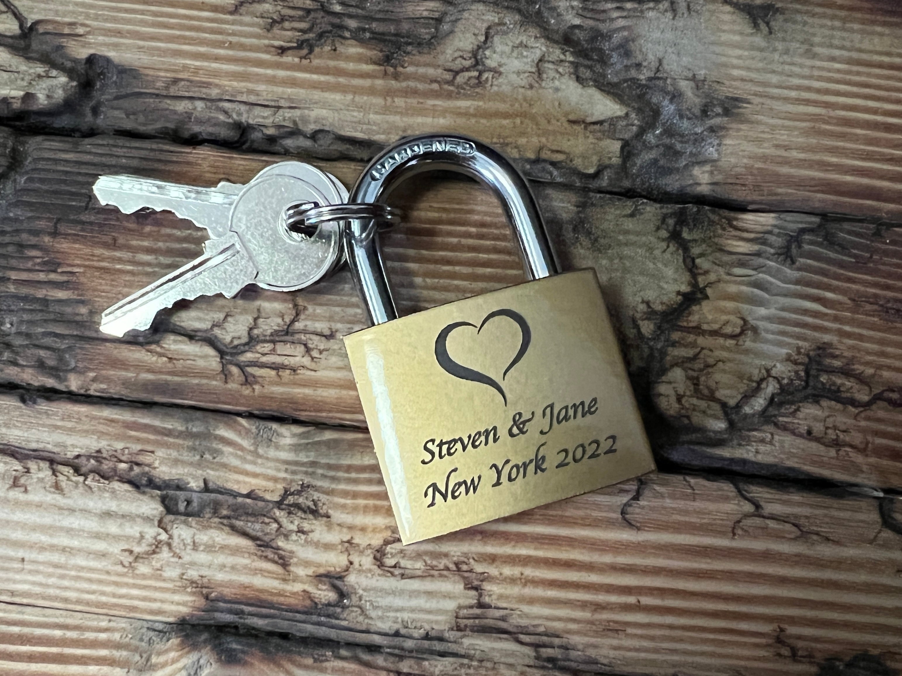 Personalised Engraved Padlock Wedding Annivesary Gift Present Love Lock Engraved Padlock